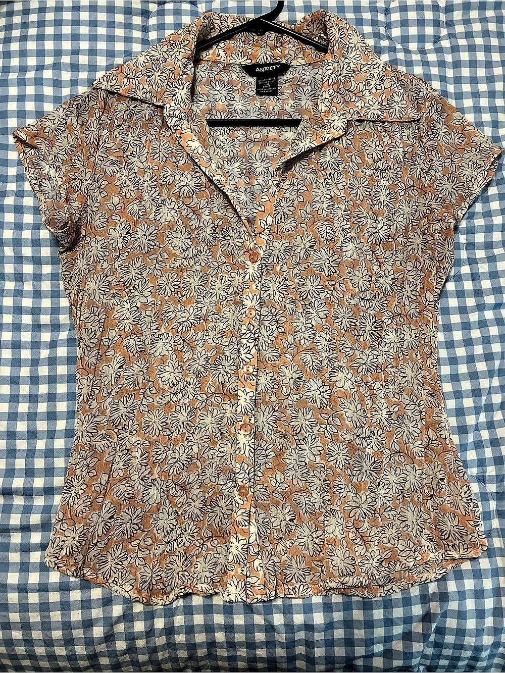 Vintage Sheer Button Down Blouse in Floral Print